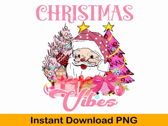 Retro Pink Christmas Graphics for T-Shirt Designs